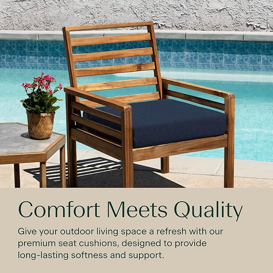 Honeycomb Outdoor Set of 2 Seat Pads, 20 x 20, Textured Solid Indigo Blue Dining Chair Cushions for Patio Furniture