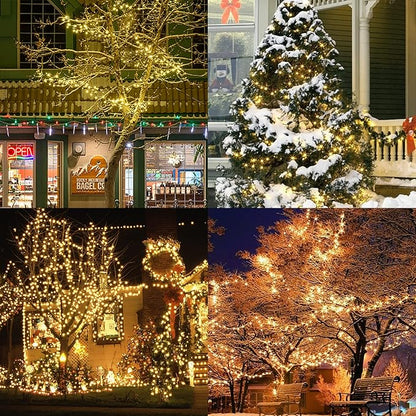 WATERGLIDE Extra Long 328 FT Fairy String Lights, 1000 LED Outdoor Green Wire Christmas Lights, Plug in Mini Light 8 Modes & Waterproof for Outside Xmas Tree Holiday Wedding Party Decor, Warm White