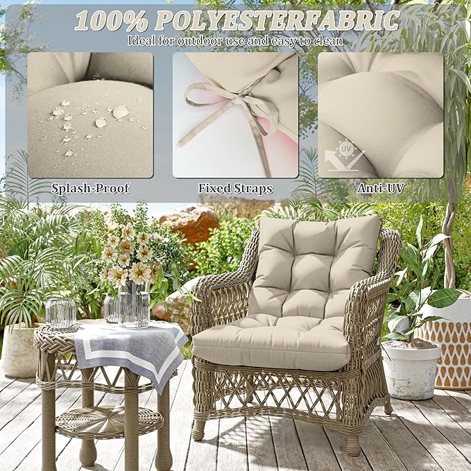 Patio Seat&Back Chair Cushions for Outdoor Furniture，Comfortable Cushions for Rocking/Dining/Lawn Chair-Set of 4