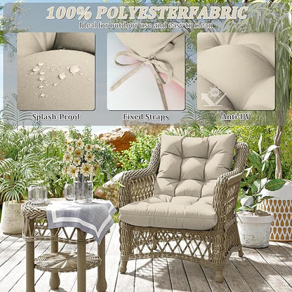 Patio Seat&Back Chair Cushions for Outdoor Furniture，Comfortable Cushions for Rocking/Dining/Lawn Chair-Set of 4