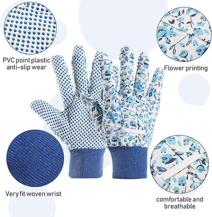 Geiserailie 4 Pairs Garden Gloves for Women Floral Gardening Work Gloves Soft Breathable Yard Cleaning, Fishing, Gardening, Weeding, Planting, Watering