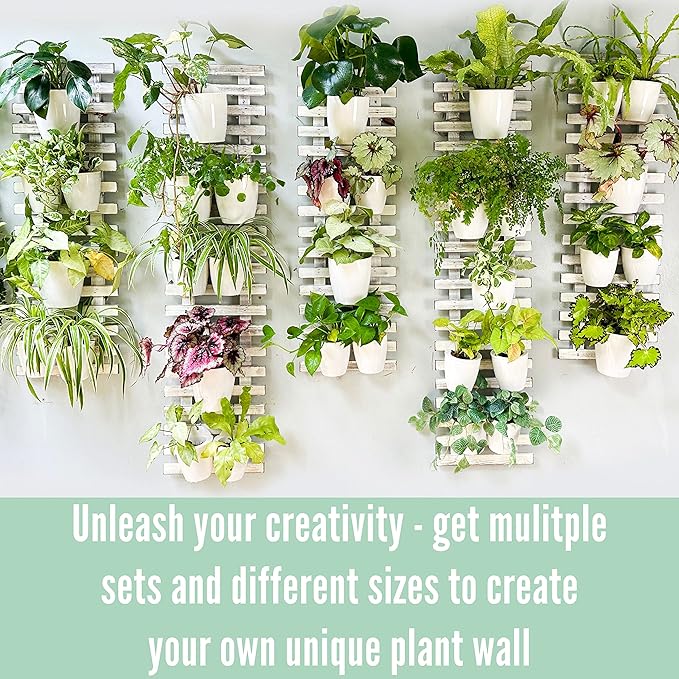 ShopLaLa Wooden Wall Hanging Planter - 2 Pack Wall Plants Holder for Flower Pot Indoor Outdoor Large Rustic White Wood Vertical Herb Garden System Boho Countryside Theme Decor 47.2" (120cm)