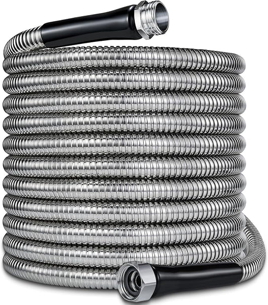 100ft Garden Hsoe - 2026 New 304 Stainless Steel Garden Hose with 3/4'' Fittings – Lightweight, Durable, and Kink-Free, Metal Water Hoses for Gardening