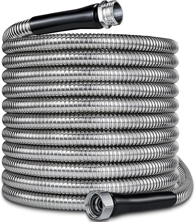 50ft Garden Hsoe - 2026 New 304 Stainless Steel Garden Hose with 3/4'' Fittings – Lightweight, Durable, and Kink-Free, Metal Water Hoses for Gardening