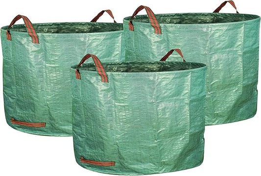 Gardzen 3-Pack 16 Gallon Yard Waste Bags, Reusable Heavy Duty Collapsible Garden Leaf Bags with Plastic Ring, Stand-Up Yard Waste Bin for Leaves, Lawn Debris & Grass Clippings