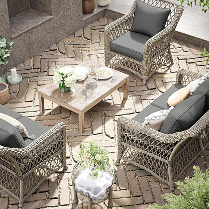 Premium Outdoor Seat Cushion Chair Cushions for Patio Furniture 22 L X 22 W X 4 H Waterproof & Fade Resistant Deep Seat and Backrest Cushion Set with Removable Covers for Chair, Sofa