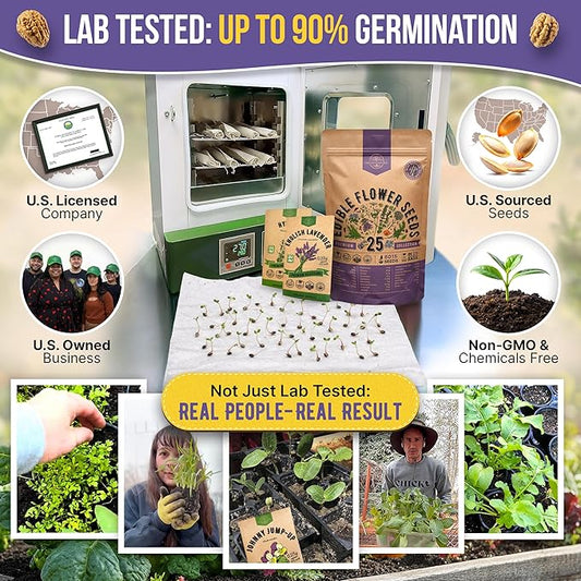 Organo Republic 25 Edible Flower Seeds Variety Pack for Indoor Outdoor Gardening - 8,000+ Non-GMO Heirloom Flower Seeds - 2026 Season: Anise, Hyssop, Nasturtium, Pansy, Echinacea, Lavender, Chives