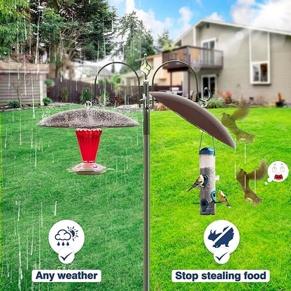 13" Bird Feeder Dome, Hummingbird Feeder Rain Guard, Bird Feeder Cover,Baffle for Bird Feeder Pole,Smart Birds Feeder's Umbrella(Brown),2 Pack