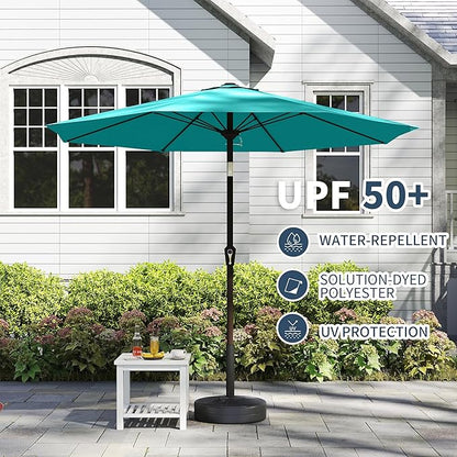 PatioKingdom 11FT Patio Umbrella,Outdoor Umbrella with Push Button Tilt and Crank,Market Table Umbrella with 8 Sturdy Fiberglass Ribs UV Protection(Peacock Blue, 11FT)