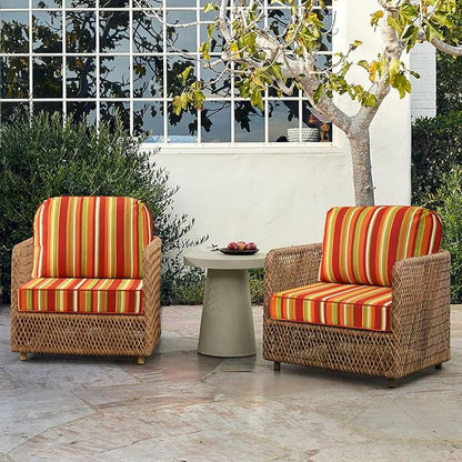 Outdoor Cushions for Patio Furniture Set of 2, 24"x24" Water Repellent Chair Cushions Removable Seat Bottom & Back Cushion Covers for Chair, Sofa, Couch, Rainbow Stripe