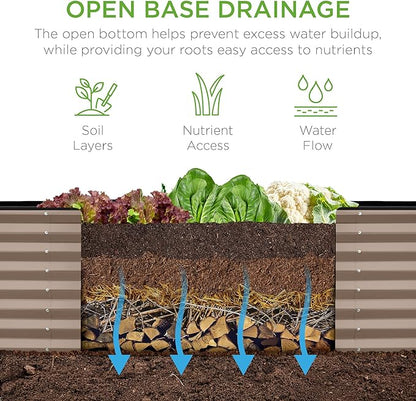 Best Choice Products 8x2x2ft Raised Outdoor Metal Garden Bed, Rectangular Planter Box for Herbs, Flowers, and Deep Root Vegetables w/ 240 Gallon Capacity - Taupe