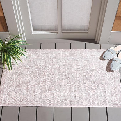 SAFAVIEH Courtyard Collection CY8680 Indoor/ Outdoor Easy scrubbing Patio Backyard Mudroom Accent-Rug, 2' x 3' 7', Soft Pink / Ivory