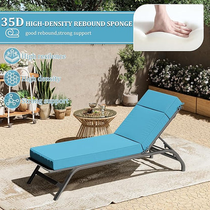 Chaise Lounge Cushions Outdoor, 72" L X 21" W X 4" D Lounge Chair Cushions for Outdoor Furniture, High-Density Foam Outdoor Chaise Cushion-Waterproof Fade-Resistant ThickPatio lounge chair cushion