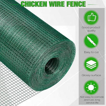 Tatuo Hardware Cloth 1/2 Inch 48in x 150ft Hot Dip Galvanized After Welded Cage Mesh Rolls 21 Gauge Metal Chicken Wire Roll Wire Fencing Poultry Netting for Raised Garden Rodent Animals(Green)
