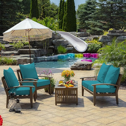 Arden Outdoor Deep Seat Cushion Set (4-Pack), 24 in x 24 in, Weather-Proof, Rain-Proof, Fade Resistant Patio Cushion for Chair, Sofa, and Couch Lake Blue Leala
