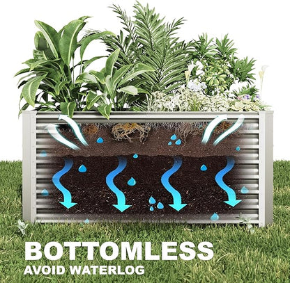 8x4x2ft Raised Garden Bed Kit, Galvanized Planter Garden Boxes Outdoor, Metal Raised Garden Beds for Vegetables,Fruits, Flower