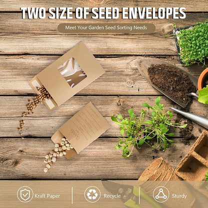 Seed Storage Organizer, Seed Packet Organizer Binder with 80Pcs Garden Seeds Storage Envelopes and 40 Clear Pocket Sheet Protectors for Protecting Vegetable Seeds (Black, 9.1 x 6.5inch)