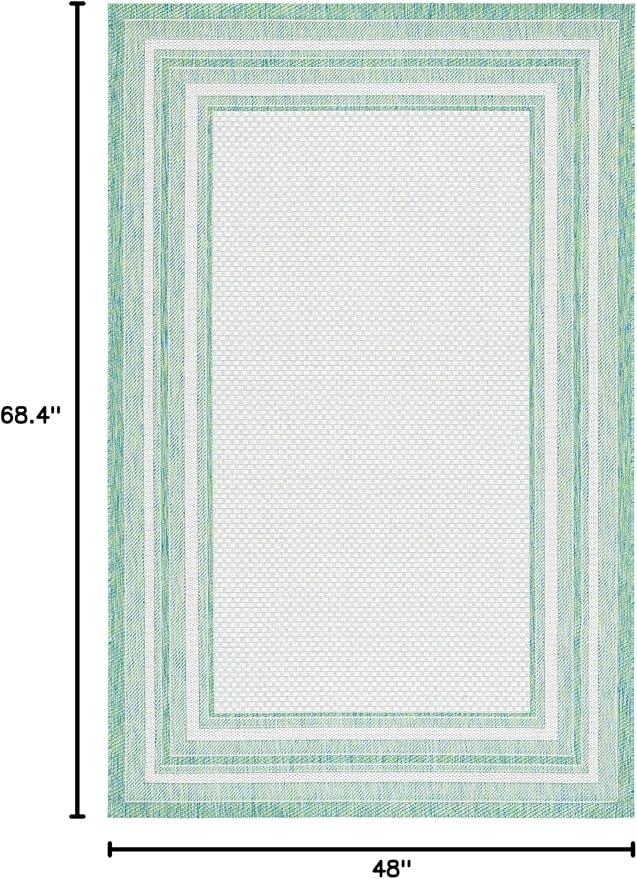 SAFAVIEH Courtyard Collection 4' x 5'7" Ivory/Green CY8475 Indoor/ Outside Waterproof Easy cleansingPatio Backyard Mudroom Area Mat
