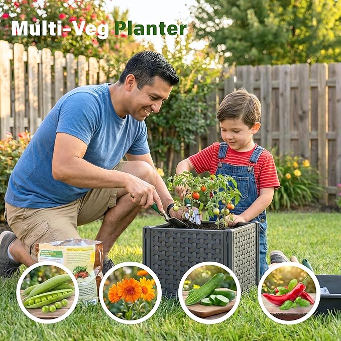 Raised Garden Bed with Tomato Planter Cage, 41.3" Trellis Planter Boxes for Outdoor Patio Greenhouse Gardening Climbing Vegetables