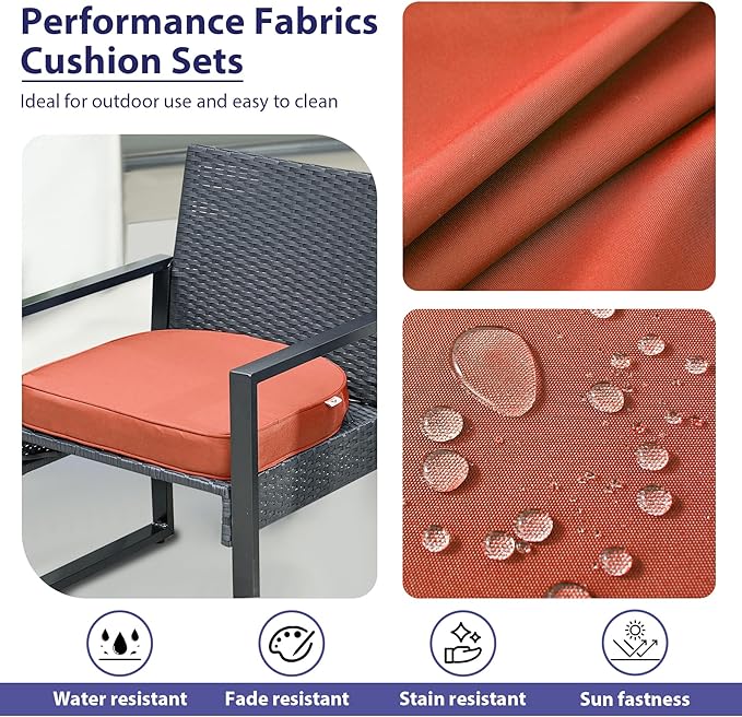 Outdoor Chair Cushions Set of 4 -Waterproof Outdoor Seat Cushions for Patio Furniture, Patio Chair Cushion with Handle and Ties, Round Out Door Chair Pads,17" x 16" x 2", Spice