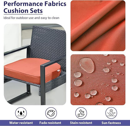 Outdoor Chair Cushions Set of 4 -Waterproof Outdoor Seat Cushions for Patio Furniture, Patio Chair Cushion with Handle and Ties, Round Out Door Chair Pads,19" x 19" x 3", Spice