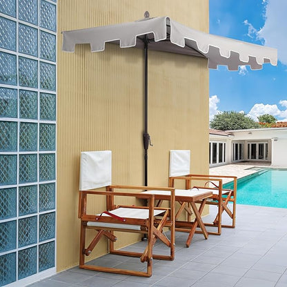 JONATHAN Y Half Umbrella UMB1200A Sidney 9 ft. Classic MidCentury Rectangular Market Patio with Crank, Wind Vent and UV Protection in Gray/White