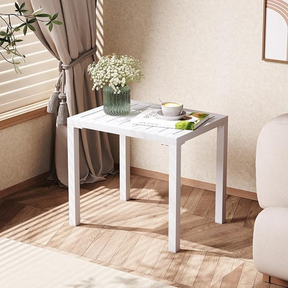 Crestlive Products Outdoor Side Table,Aluminum Rectangular Side/End Table, Small Patio Coffee Bistro Table for Outdoor Indoor