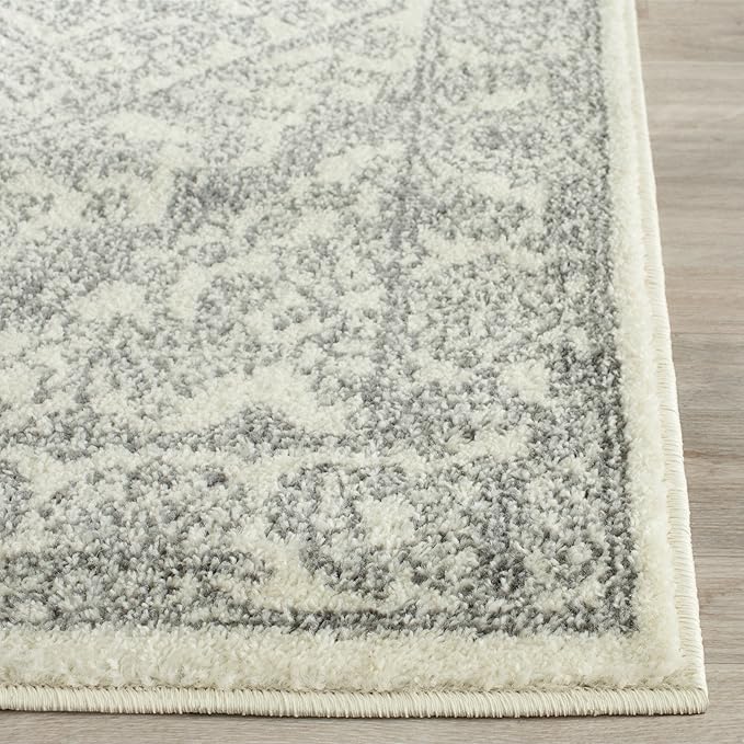 Safavieh Adirondack Collection Accent Rug - 3' x 5', Ivory & Silver, Oriental Medallion Design, Non-Shedding & Easy Care, Ideal for High Traffic Areas in Entryway, Living Room, Bedroom (ADR108B)
