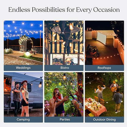 Brightech Ambience Pro USB Powered String Lights - 24 Ft Commercial Grade Waterproof String Lights, Outdoor Shatterproof Patio Lights for Camping, Christmas, Backyard, Porch - 1W LED Soft White Light