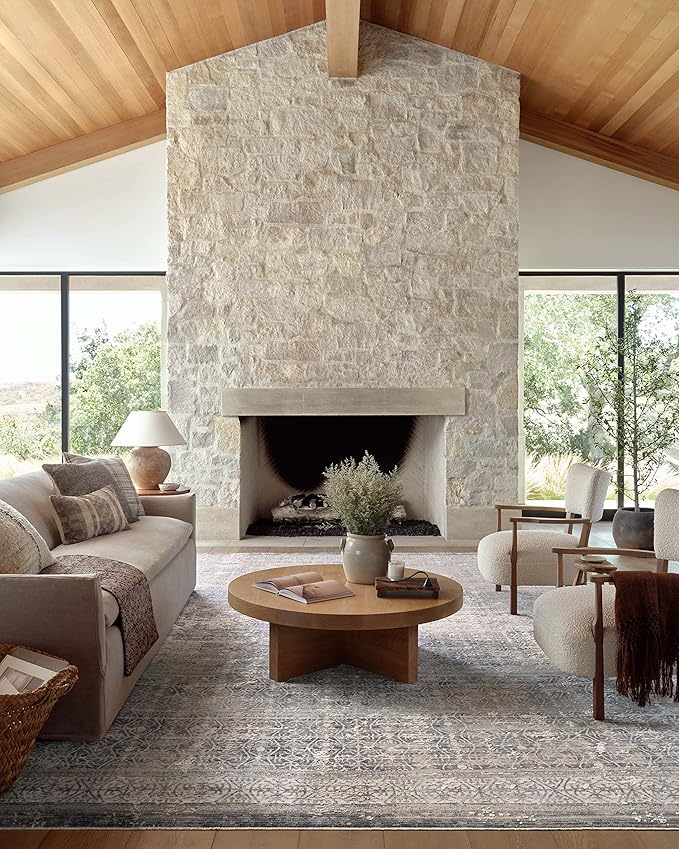 Loloi Amber Lewis Alie Collection ALE-04 Sky/Stone 9'-6'' x 13'-1'', .13'' Pile Height, Area Rug