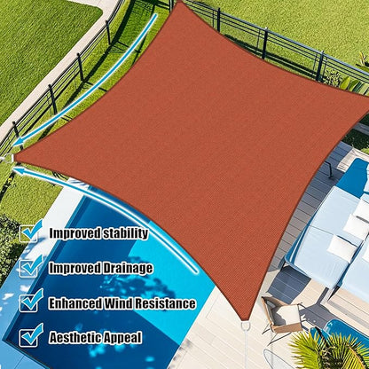 Amagenix Sun Shade Sail 8'X16' Curved Edge Outdoor Shade Canopy Rust Red Breathable 95% UV Block Shade Cloth for Patio Garden Backyard (We Make Custom Size)