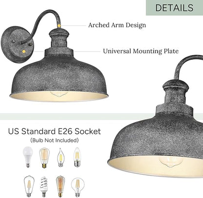 Outdoor Farmhouse Barn Light, Outside Wall Sconce, Weather Resistant Anti-Rust Farmhouse Exterior Wall Lighting Fixture, Outdoor Lantern Lamp for Porch, Garage, Patio, Entryway (Antique Black, 6 Pack)