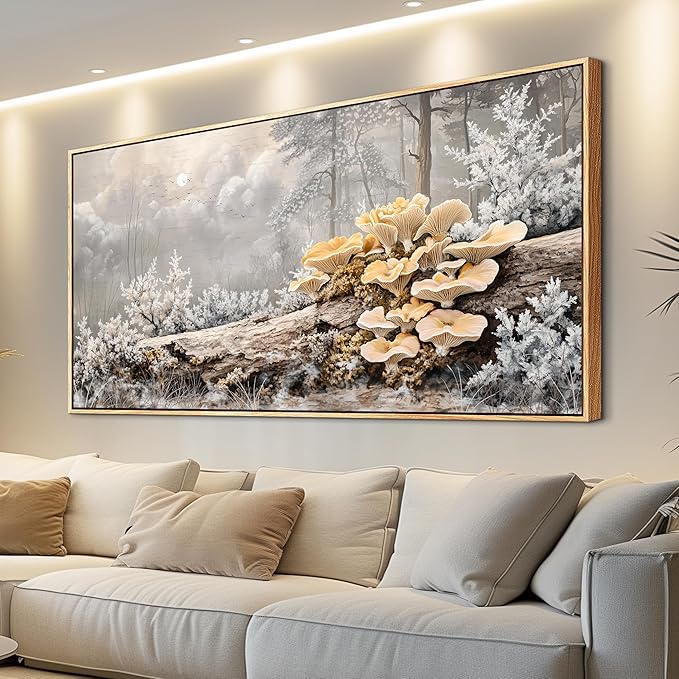 QIYILEXWART Canvas Wall Art For Living Room Large Wall Decor For Office Bedroom Decorations Moonlit Forest Mushroom Landscape Pictures Farmhouse Painting Artwork Room Wall Mural Home Decor 30x60 In