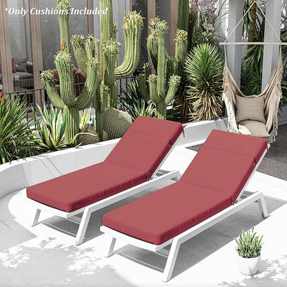 Chaise Lounge Cushion for Outdoor Furniture, Waterproof Fade and Tear Resistant Lounge Deck Chair Cushions for Patio Lawn Pool Resort Hotel