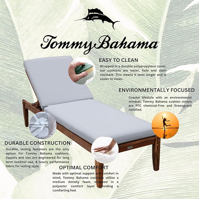 Tommy Bahama Chaise Cushion, 23" X 75" X 2.5", Bamboo Bay Cloud