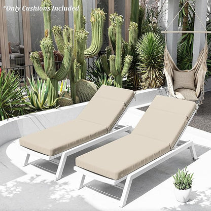 Chaise Lounge Cushion for Outdoor Furniture, Waterproof Fade and Tear Resistant Lounge Deck Chair Cushions for Patio Lawn Pool Resort Hotel