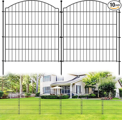 Decorative Garden Fences 32in x 24ft, 10 Pack Outdoor Fencing Animal Barrier Dog Border, Metal Wire Fence Panels for Garden Decor, Flower Bed Edging Borders for No Dig Patio Yard