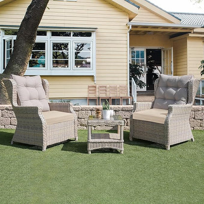 UNIKOME Outdoor Chair Cushions Pack of 4, Water Resistant Patio Cushions with Ties, High Density Sponge Filling Square Corner Seat Cushions for Outdoor Furniture, 24"*24"*4", Beige