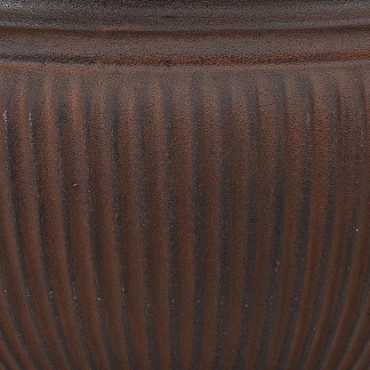 Sunnydaze Elizabeth 15" Double-Walled Polyresin Outdoor Ribbed Urn Planter - UV-Resistant Rust Finish