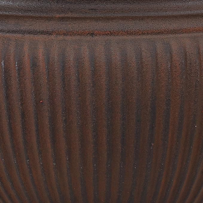 Sunnydaze Elizabeth 16" Double-Walled Polyresin Ribbed Urn Outdoor Planter - UV-Resistant Rust Finish - Set of 4