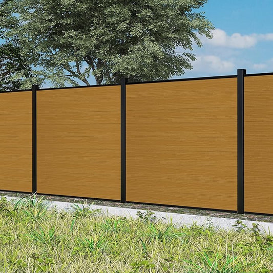 6ft W x 6ft H Outdoor Privacy Fence with Underground Sturdy Alloy Post, Tall Wind Resistant Fence Covering Privacy for Yard Backyard Garden and Swimming Pool(1 Post)