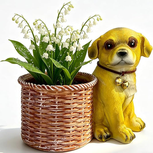 6.73” Cute Puppy Desk Planter-Small Resin Dog Succulent Planter for Desk Tabletop Office Decor-Indoor Plant Pot Animal Shaped Pot for Home Patio-Perfect Dog Lover Gift for Dog Owner Office Home