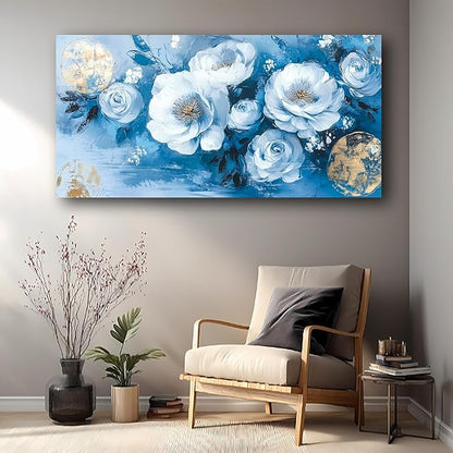 Abstract Wall Art Canvas Print Flower Painting Bathroom Decor Paintings Modern Style Living Room Bedroom Office Home Kitchen Decorations Nature Landscape Artwork Wooden Frame 20x40 inches
