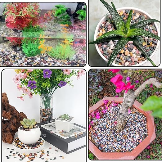 CJGQ 2.4lb Aquarium Gravel for Plants, 1/4Inch Fish Tank Gravel for Succulent Cactus and Bonsai, Decorative River Rocks Pebbles for Gardening, Flower Pots, Landscaping,Terrarium