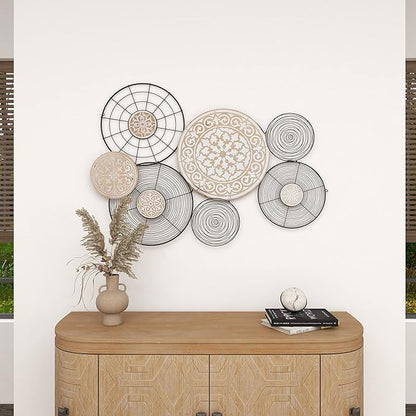 Deco 79 Metal Plate Home Wall Decor Wall Sculpture with Intricate Pattern, Wall Art 41" x 25" x 28", Black