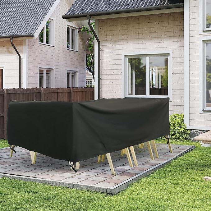 Outdoor Furniture Covers, Rectangular patio table cover, Waterproof for Outdoor patio set cover, Dining table cover, 160" L x 90" W x 36" H Black