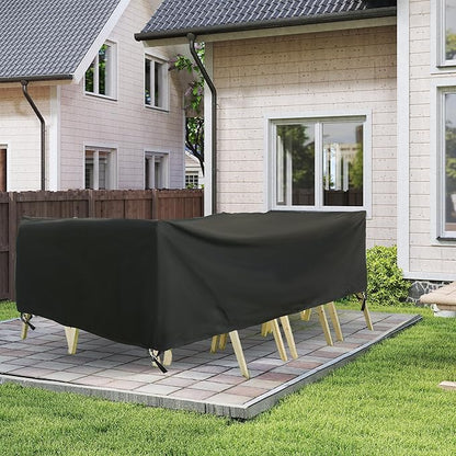 Outdoor Furniture Covers, Rectangular patio table cover, Waterproof for Outdoor patio set cover, Dining table cover, 160" L x 90" W x 36" H Black