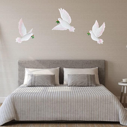 J-Fly Dove Wall Decor Metal Wall Decor Outdoor Indoor Ornament Suitable For Bathroom Living Room Garden Wall Decoration 9 Inch 3 Pack