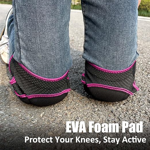 Garden Knee Pads for Working, Kneeling Pad for Cleaning, Flooring, Mechanic, Concrete Work – with Adjustable Straps and Soft Foam Cushion, Protective Kneepads for Men, Women, Elderly – Pink L
