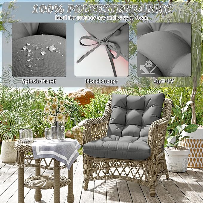 Patio Seat&Back Chair Cushions for Outdoor Furniture，Comfortable Cushions for Rocking/Dining/Lawn Chair-Set of 4